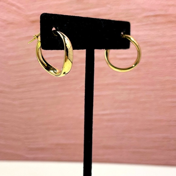 Jewelry - Vintage Y2K 14K Yellow Gold Over 925 Sterling Silver Wavy Hoops